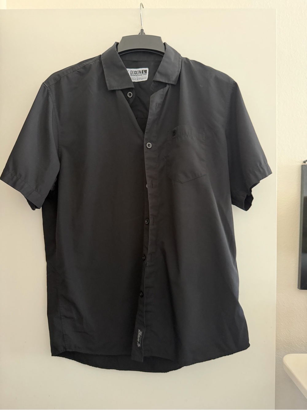 Dixxon Black Short-Sleeve Button-Up Shirt. Performance Bamboo series
